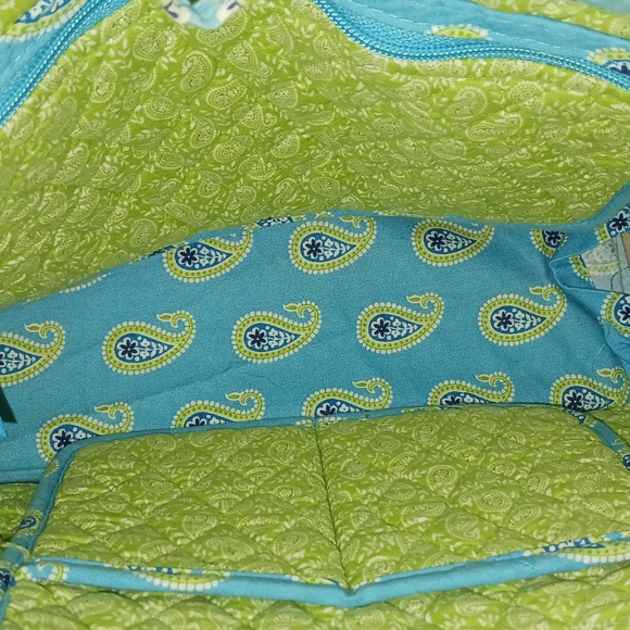 Vera Bradley Bermuda Blue Aqua Paisley Quilted Tote - Picture 5 of 11